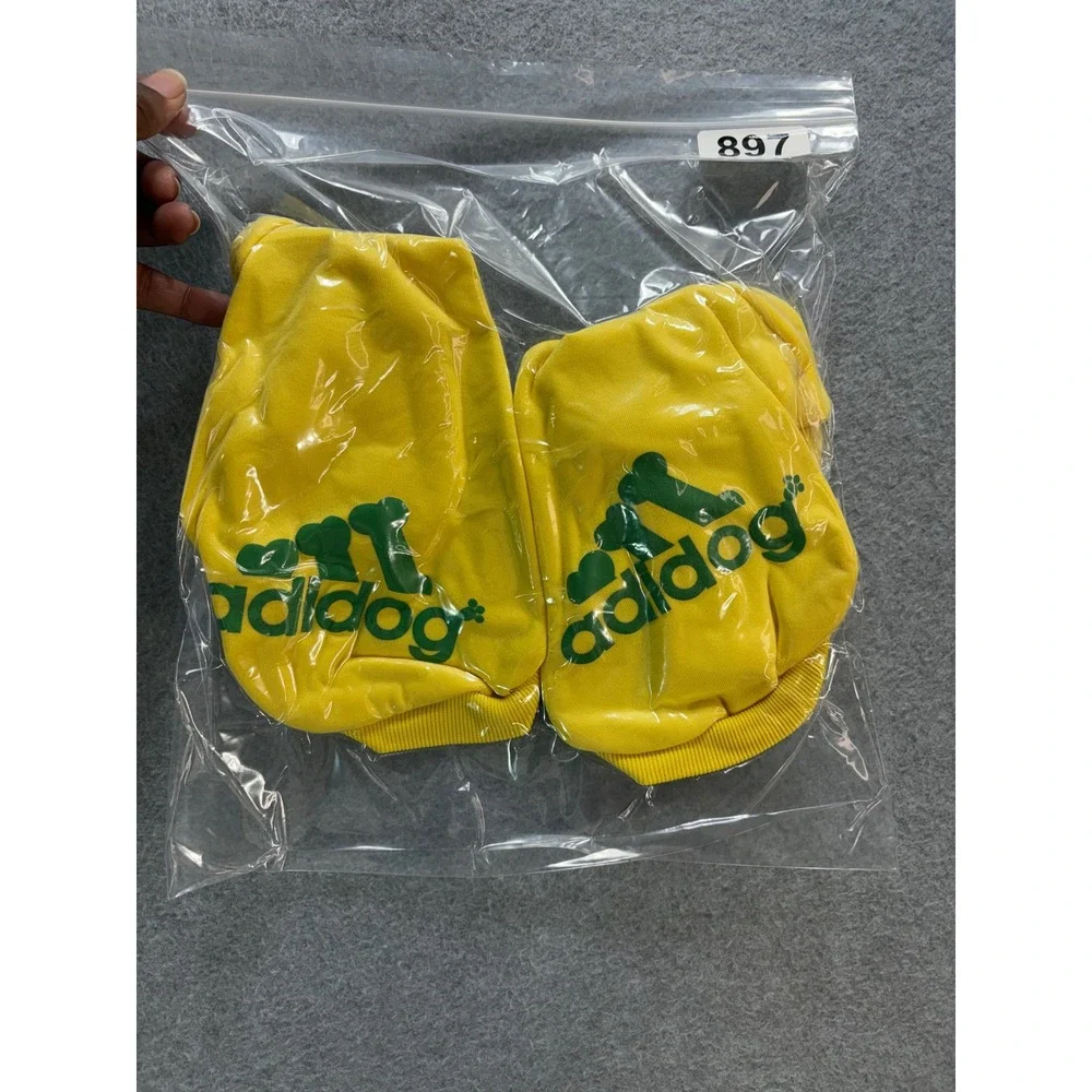 Adidog Pet Hoodie Yellow Green Stripes Graphic Dog Sweatshirt Med ** 2 Shirts **